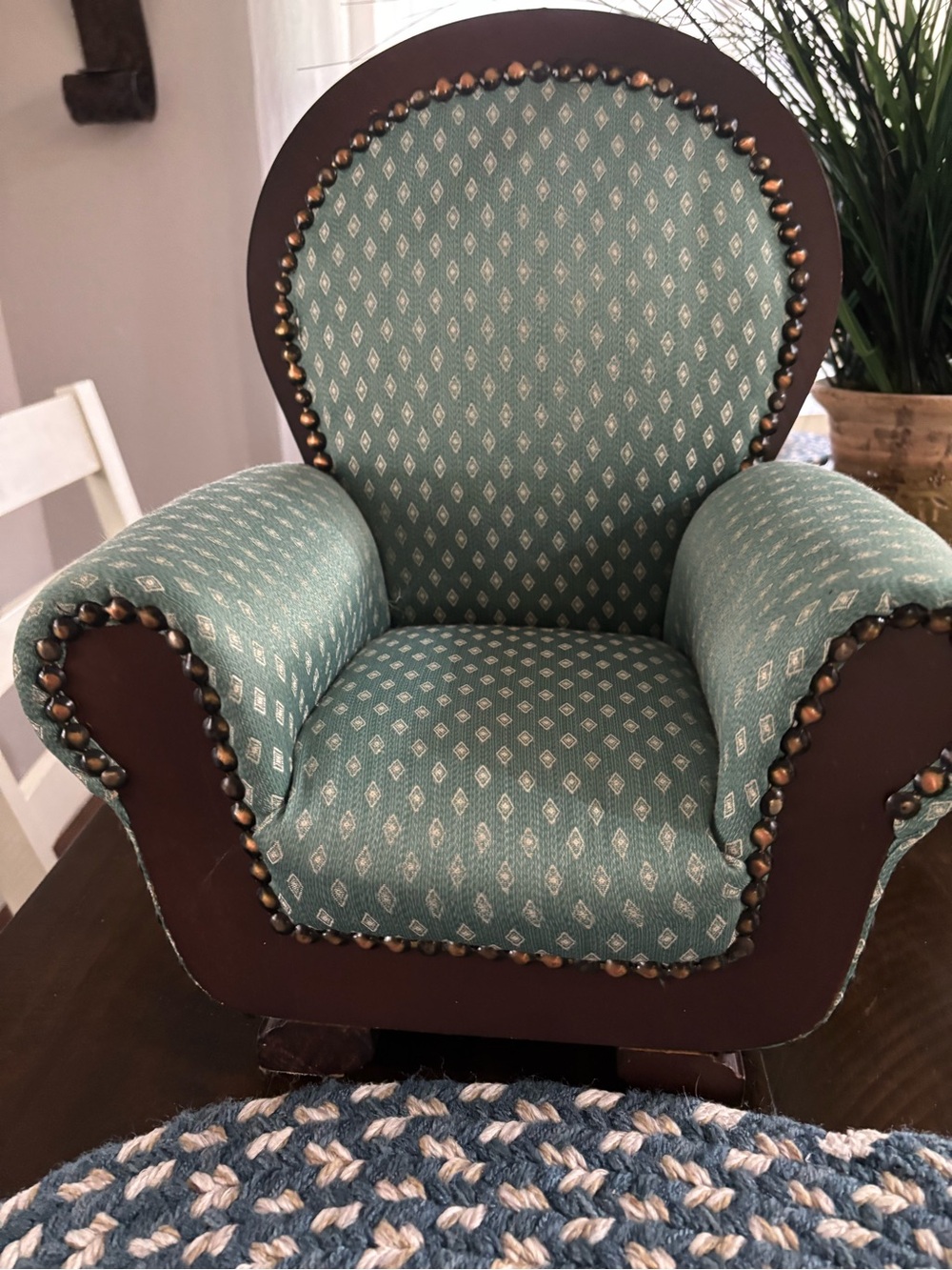 Dayton Hudson American Girl Doll sized Teal Upholstered Accent Chair